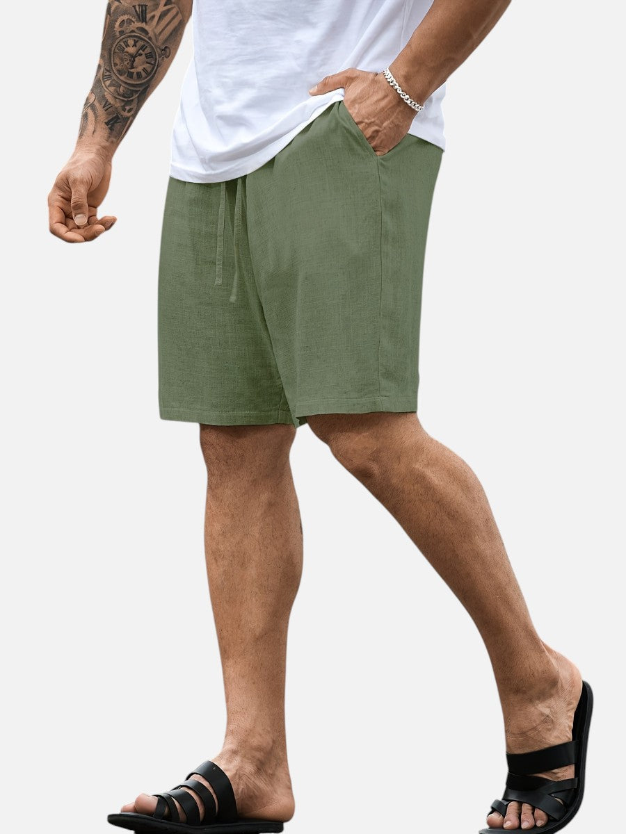 Men Casual Drawstring Shorts – Lightweight Linen Look Men's Shorts