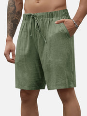 Men Casual Drawstring Shorts – Lightweight Linen Look Men's Shorts