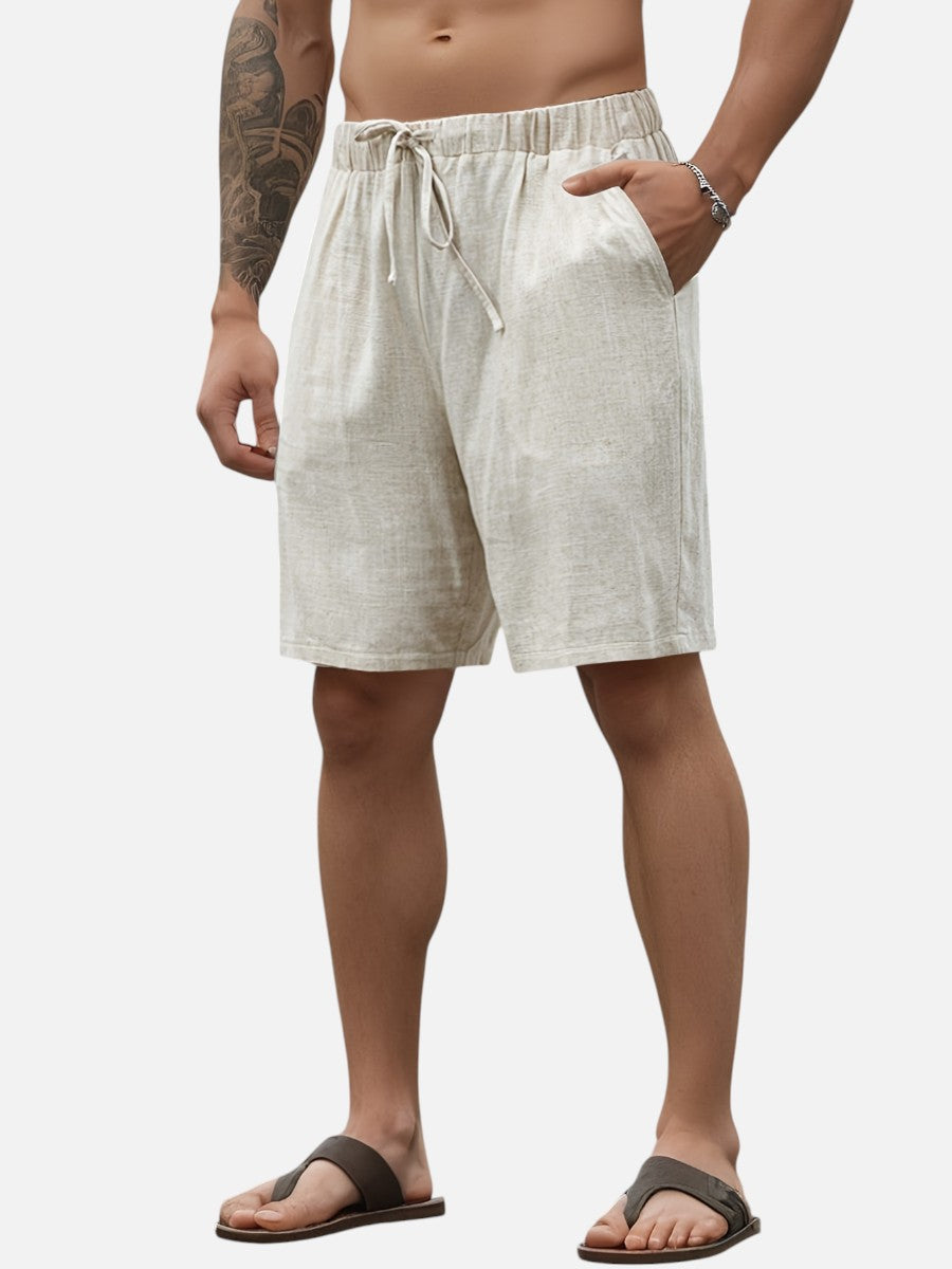 Men Casual Drawstring Shorts – Lightweight Linen Look Men's Shorts