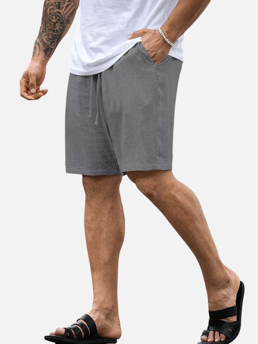 Men Casual Drawstring Shorts – Lightweight Linen Look Men's Shorts