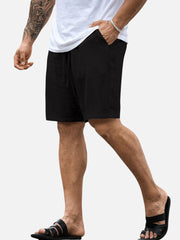 Men Casual Drawstring Shorts – Lightweight Linen Look Men's Shorts