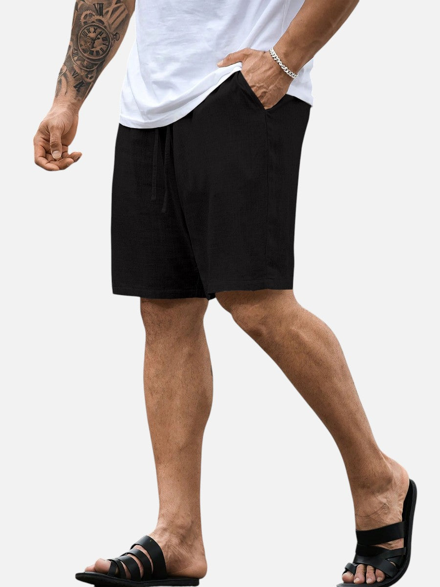 Men Casual Drawstring Shorts – Lightweight Linen Look Men's Shorts
