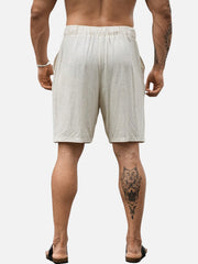 Men Casual Drawstring Shorts – Lightweight Linen Look Men's Shorts