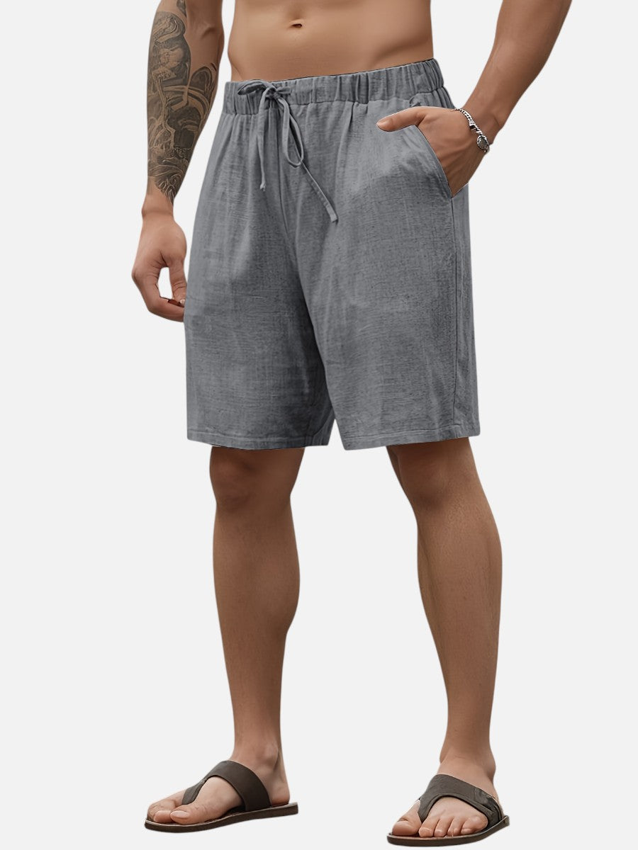 Men Casual Drawstring Shorts – Lightweight Linen Look Men's Shorts