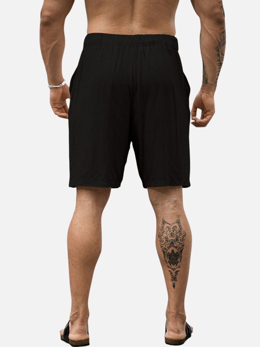Men Casual Drawstring Shorts – Lightweight Linen Look Men's Shorts