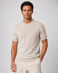 Textured Stripe Knit Tee — Oatmeal
