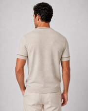 Textured Stripe Knit Tee — Oatmeal