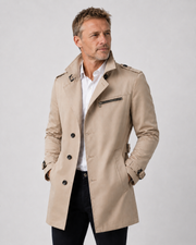 Men Belted Trench Coat – Classic Tailored Style Jacket