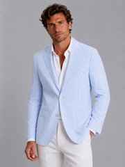 Men Striped Summer Blazer – Lightweight Tailored Suit Jacket Jacket