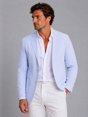Men Striped Summer Blazer – Lightweight Tailored Suit Jacket Jacket