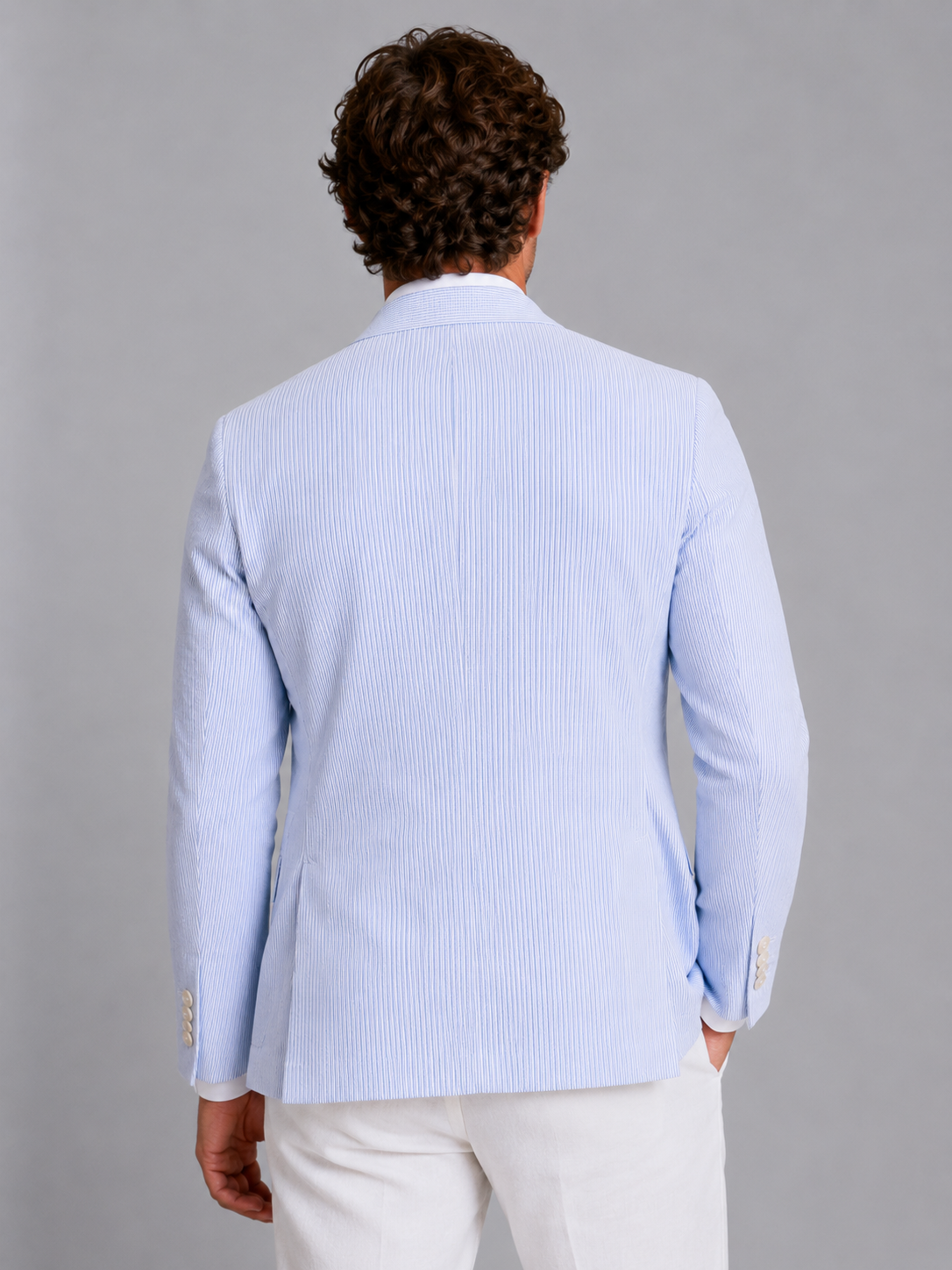 Men Striped Summer Blazer – Lightweight Tailored Suit Jacket Jacket