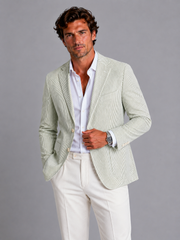 Men Striped Summer Blazer – Lightweight Tailored Suit Jacket Jacket