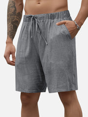 Men Casual Drawstring Shorts – Lightweight Linen Look Men's Shorts