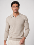 Long Sleeve Open Collar Knit Polo