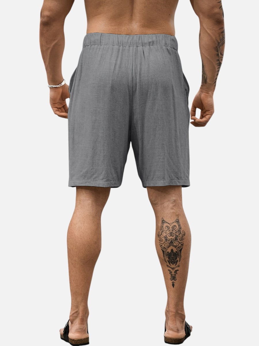 Men Casual Drawstring Shorts – Lightweight Linen Look Men's Shorts