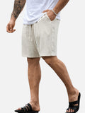 Men Casual Drawstring Shorts – Lightweight Linen Look Men's Shorts
