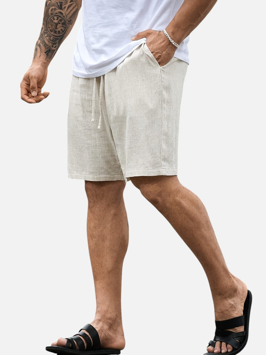 Men Casual Drawstring Shorts – Lightweight Linen Look Men's Shorts